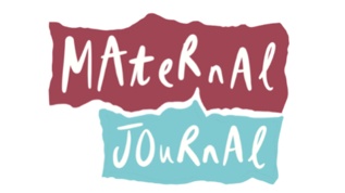 Maternal Journal text in a maroon & teal banner
