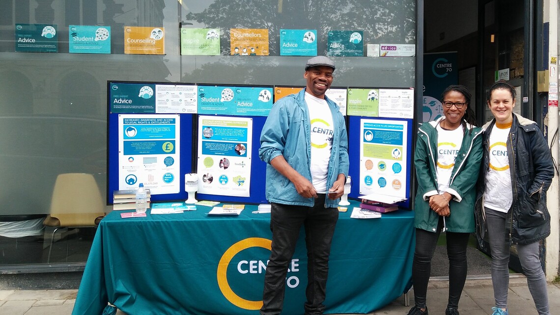 Stall outside Centre 70's offices at the Feast May 2019