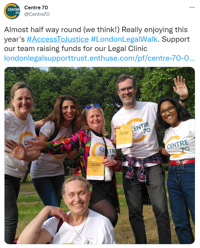 Photo of a group of walkers wearing Centre 70 tshirts